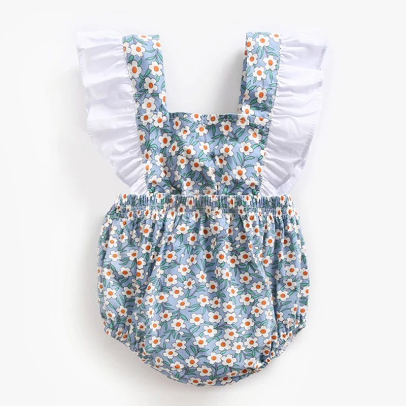Sodawn/европейский и американский стиль, коллекция года, новое летнее платье для маленьких девочек Ha хлопковый треугольный Детский комбинезон с вышивкой, одежда для маленьких девочек - Цвет: Blue