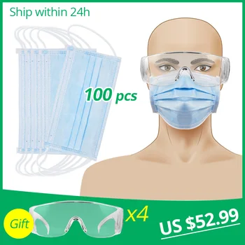 

100ps Mouth face Prevent Bacteria Mouth face Earloops-Mask formaldehyde Non Woven Disposable Anti dust bad smell mouth mascara
