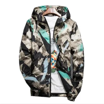

Spring Autumn Bomber Jacket Men Camouflage Print Hooded Thin Jackets Men Wind Breaker Jacket Youth Fashion Windproof Coat M-5XL