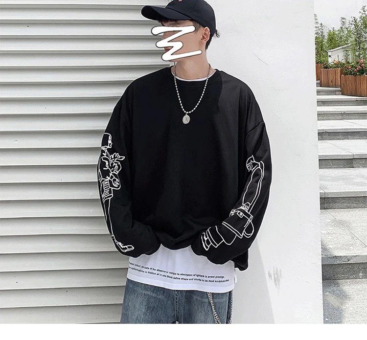 LAPPSTER мужские японские уличные черные толстовки осенние мужские s корейский стиль Хип Хоп хип хоп негабаритный принт Толстовка