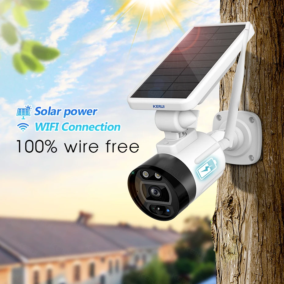 KERUI 1080P 2MP Solar Wireless Battery Camera WIFI Outdoor Security IP Camera Alexa Cloud IP66 Waterproof CCTV Surveillance|Surveillance Cameras| - AliExpress