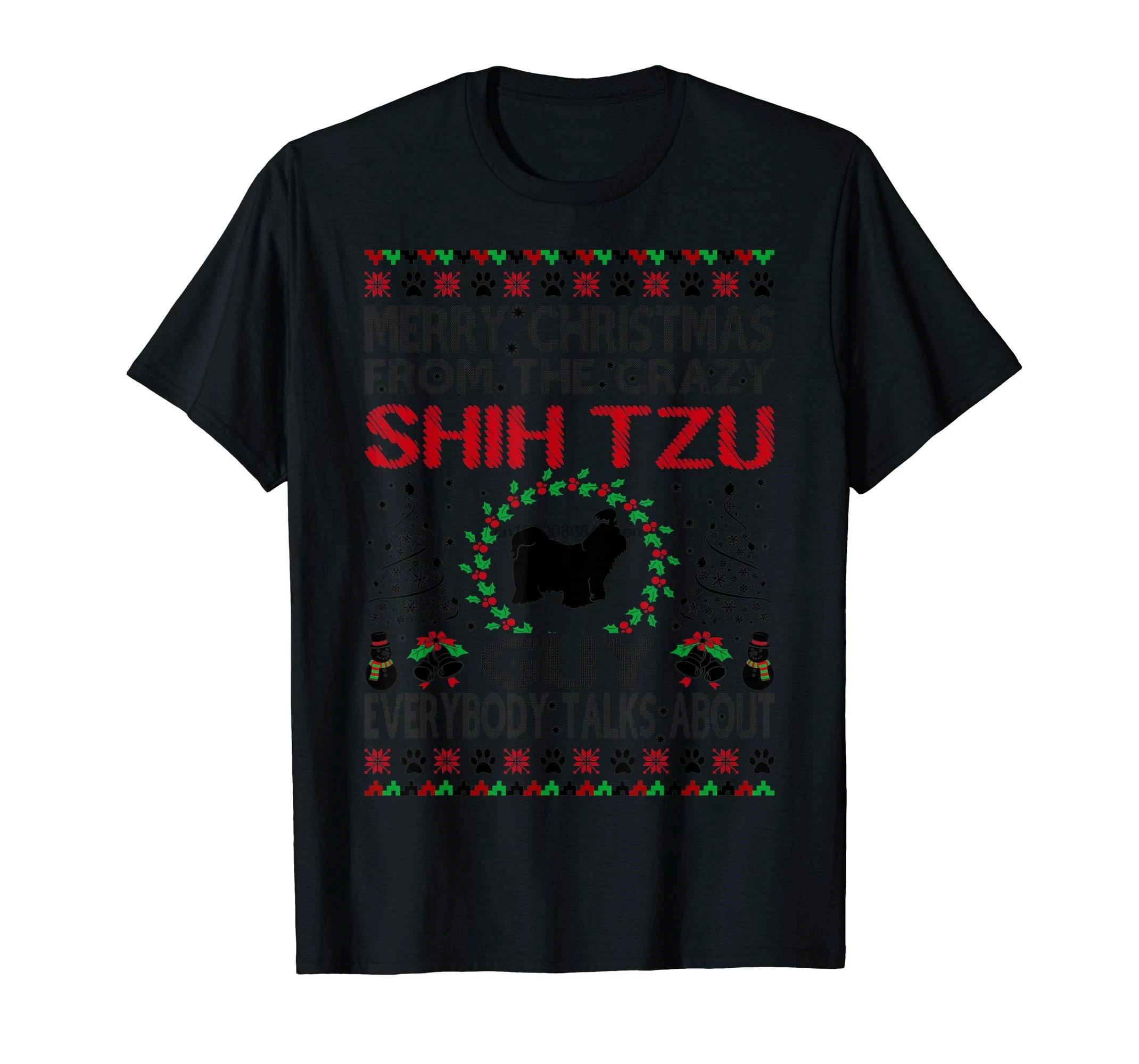 Мужская футболка с Рождеством от Crazy Shih Tzu Guy Gift-Мужская Футболка-черный |
