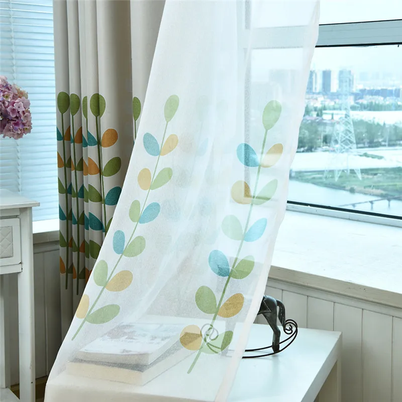 Beige Sheer Детские затемненные занавески s для девочек, для спальни, Jinya, для дома, с принтом в виде листьев, полиэфирная ткань, с люверсами, для обработки окон, для мальчиков, занавески, панели - Цвет: Beige Sheer