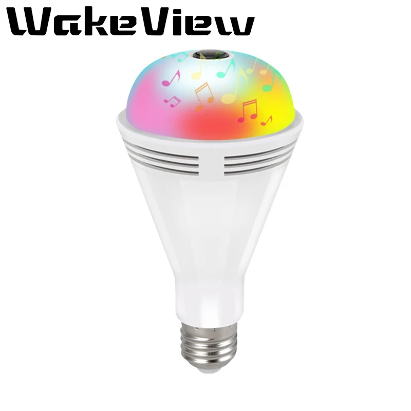 WakeView 2MP Bluetooth Music Camera Wireless Panoramic Home Surveillance Security WiFi CCTV Fisheye Bulb Lamp 1080P IP Camera