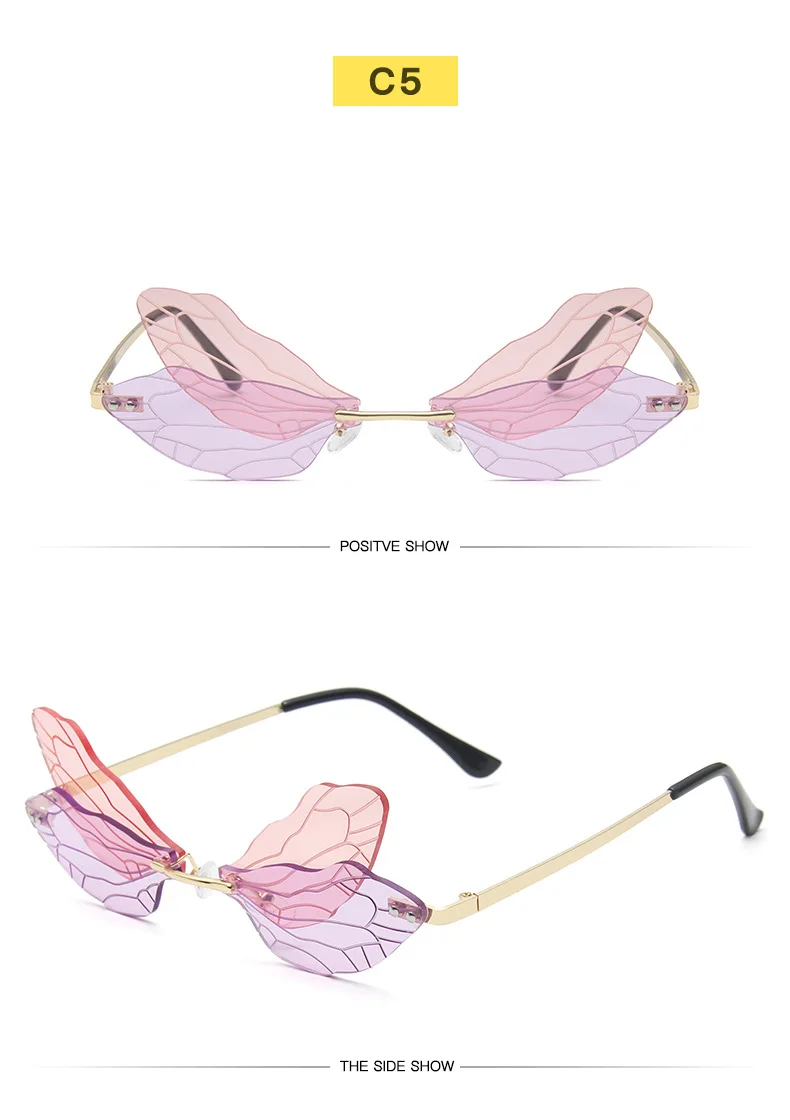 New Fashion Dragoy  Sunglasses Women Men Brand Design Rimless Wave Eyewear  Trending Narrow Sun glasses_voghion.com