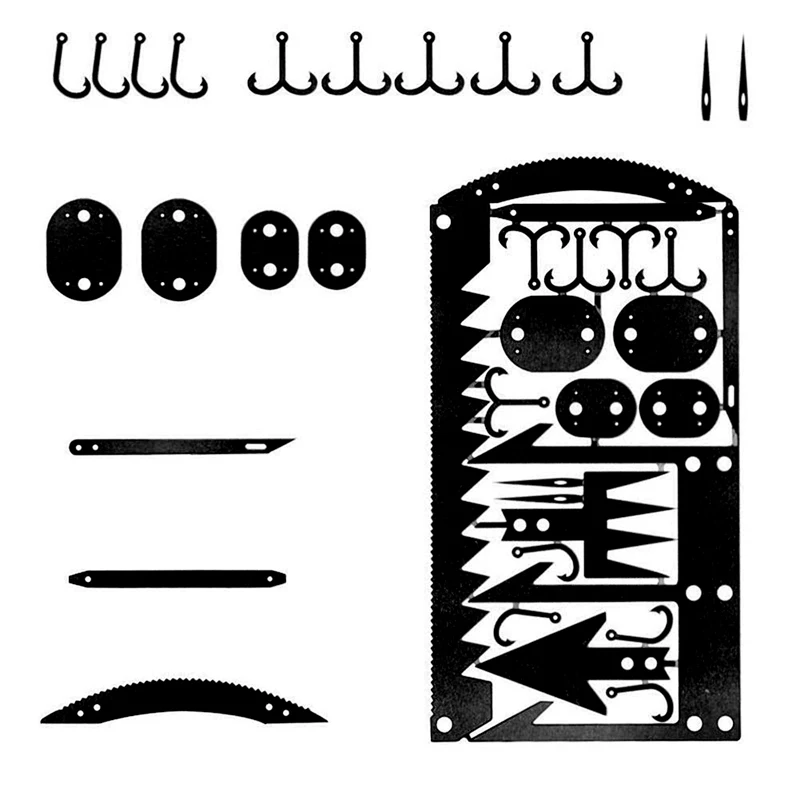 

22 In 1 Fishing Gear Hook Card Outdoor Camping Hunting Portable Multi-tool Card Wild Survival Emergency Kit