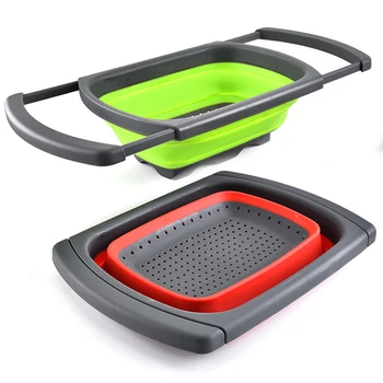 

2 Pcs Collapsible Colander Over The Sink Folding Veggies/Fruit Strainers and Colanders with Extendable Handles Wholesale