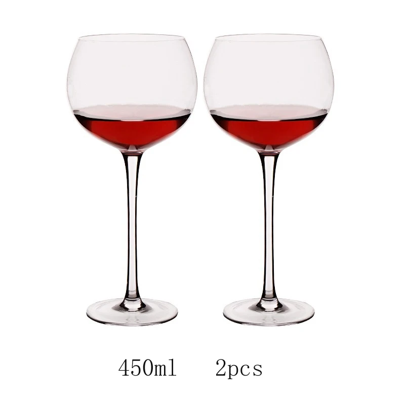 2pcs 450ml Европейский хрустальный стеклянный бокал для вина, бокал большой емкости, Коктейльная чашка, бордовый винный набор, вечерние бокалы для бара, отеля, посуда для напитков, свадебные подарки - Цвет: 2pcs 450ml