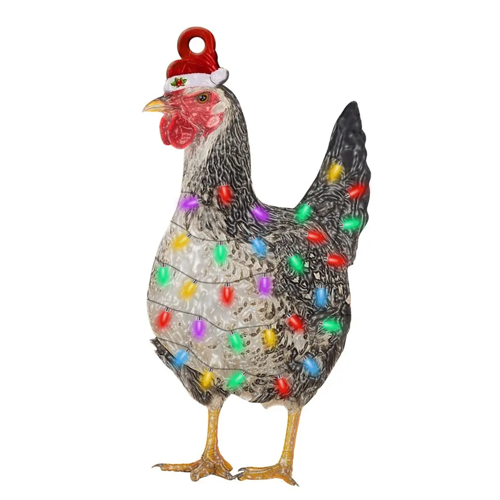 Light Up Chicken With Scarf Pendant Christmas Tree Decor Chicken