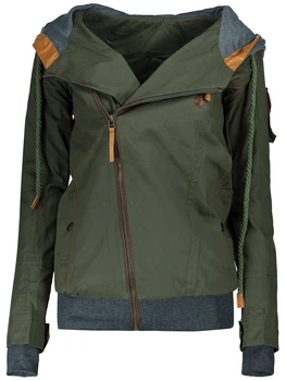 

Active Hooded Skew Zippered Long Sleeve Thick Hoodie For Women