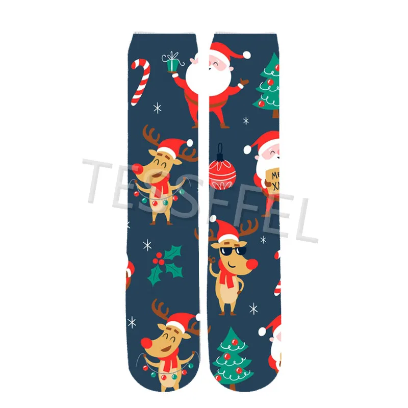 

Tessffel New Year and Christmas Costumes For Men and Women Cartoon Fun Printing Stockings Autumn and Winter Cotton Socks Style5