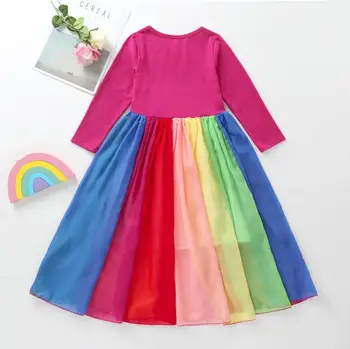

Spring Baby Girls Rainbow Long Sleeve Dress, Princess Kids Sweet Clothing 6 pieces/lot, Wholesale