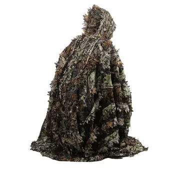 

160*120cm Outdoor Hunting Camouflage 3D Leaves Camo Leaf Cloak Breathable Open Poncho Type Birdwatching Poncho Sniper Suit