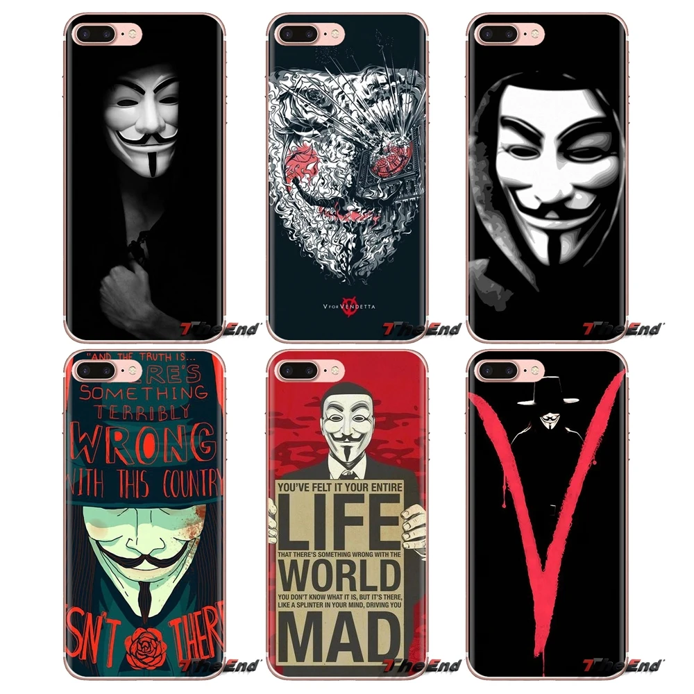 

For iPhone XS Max XR X 4 4S 5 5S 5C SE 6 6S 7 8 Plus Samsung Galaxy J1 J3 J5 J7 A3 A5 Soft Cover Bag Guy Fawkes Anonymous Mask V