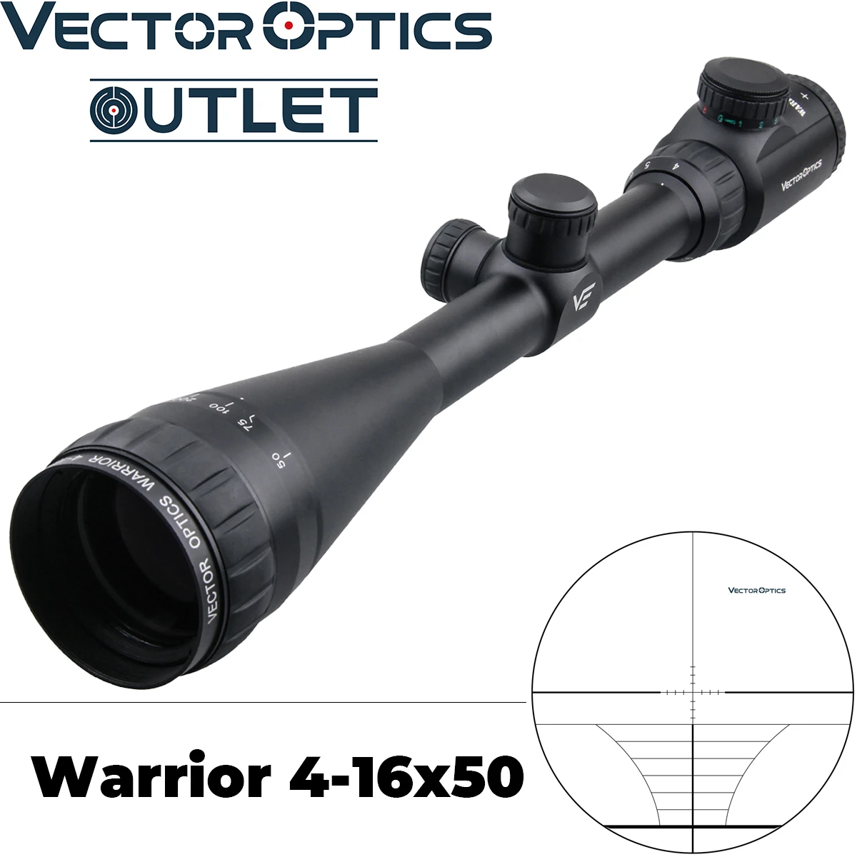 

Vector Optics Warrior 4-16x50 AO Hunting Riflescope Rifle Scope 5 Levels Illumination Range Finder Reticle Side Focus From 25m