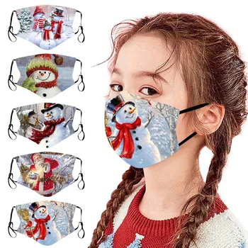 

Christmas Print Children Facemask Breathable Face Mask Windproof Face Shield Cloth Mouth Mask Washable Reusable Mouth Cover