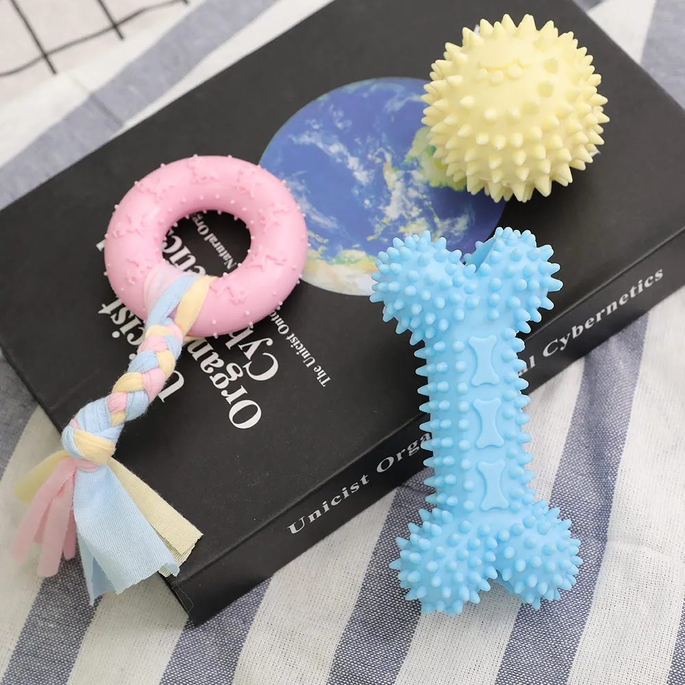 HOOPET Pet Dog Interactive Toy Chewing Colorful Rubber Shape Small Dog Training Play Supplies 4