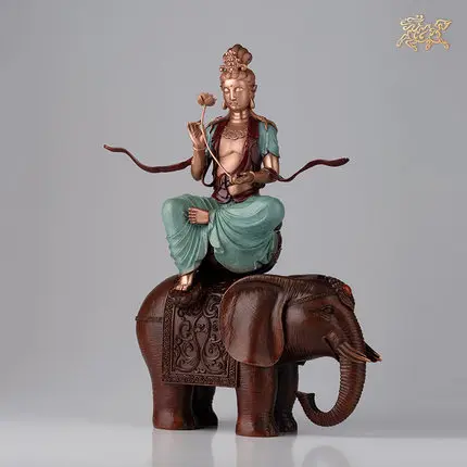 Китай Тибетский Бронзовый Samantabhadra Будда Фен-шуй фигурка украшения Медь
