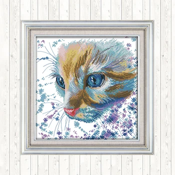 

Joy Sunday Cross Stitch Pattern Watercolor Cat 14CT 11CT Canvas For Embroidery Kit Counted Printed Fabric For Needlework DMC DIY