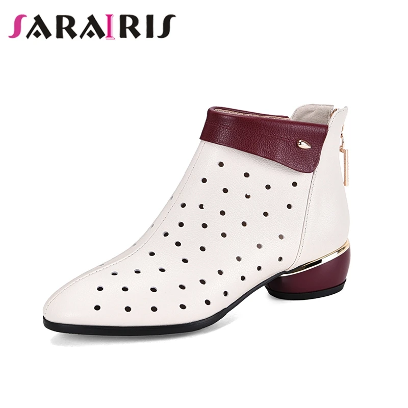 

SARAIRIS Large Size 34-41 Female Pointed Toe Spring Ankle Boots Women 2020 Casual Zipper Woman Shoes Geuine Leather Shoes Woman