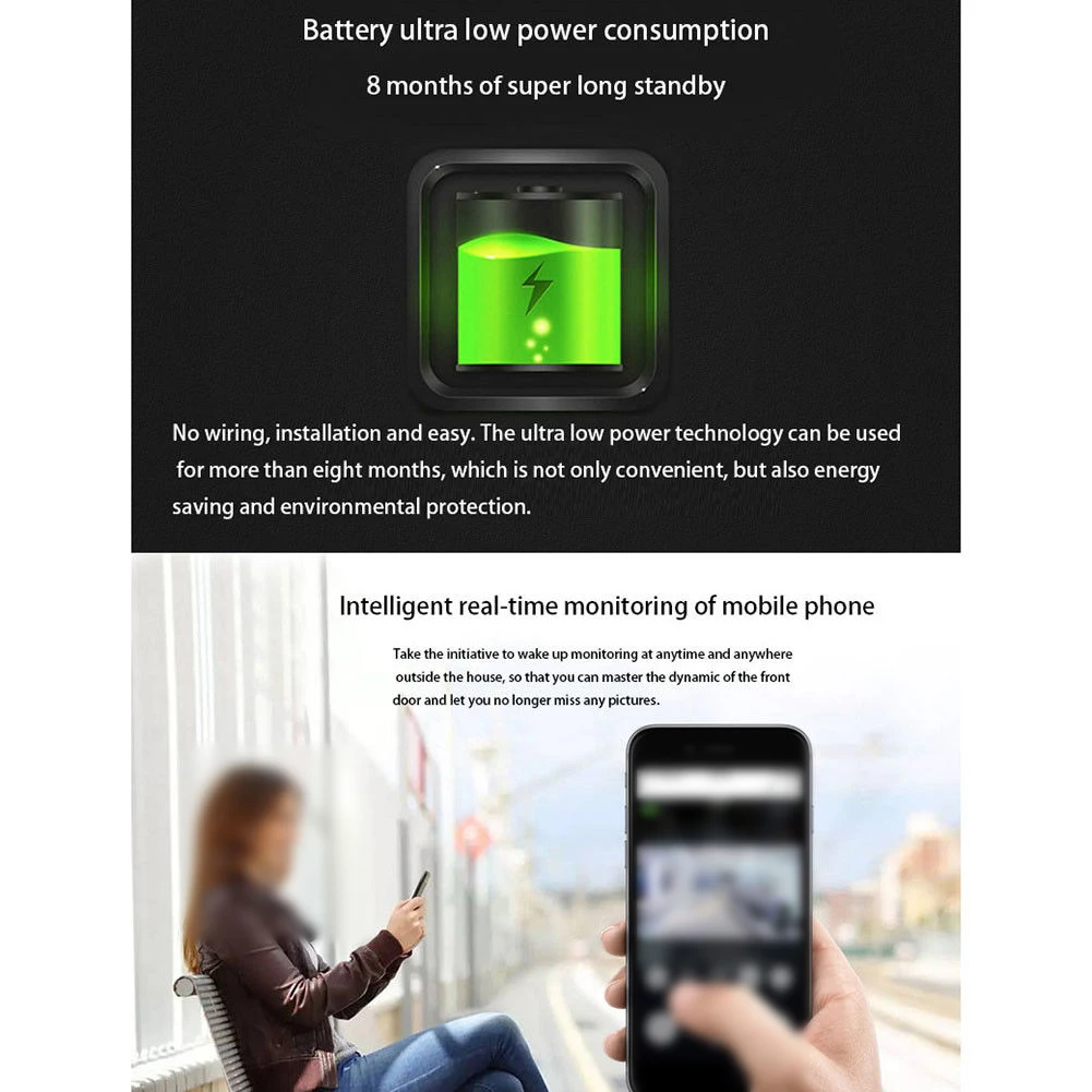 Smart Salutare Wifi Video Campanello 166 ° Ampio Angolo di Two Way Audio Hd Lente