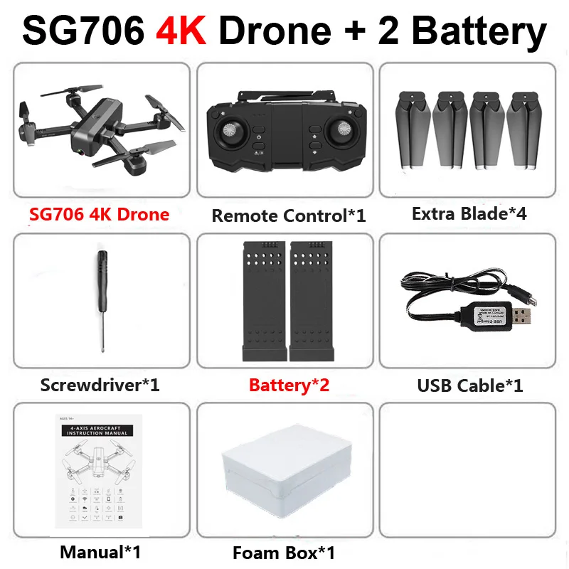 SG706 Профессиональный Дрон с 4K 1080P HD ESC двойной камерой WiFi FPV оптический поток широкий угол RC вертолет Квадрокоптер игрушка Z5 E58 - Цвет: SG706 4K 2B F
