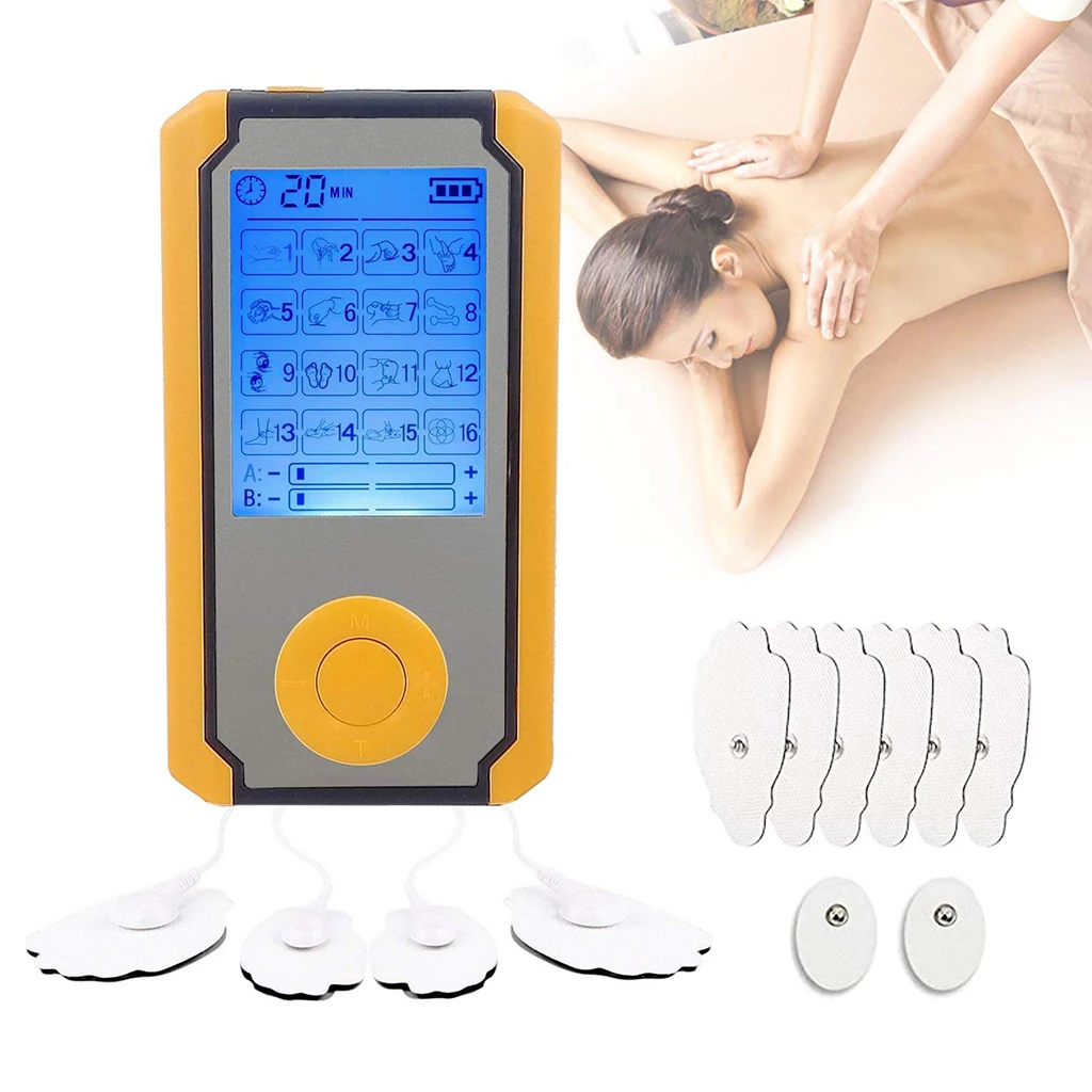 

Portable Rechargeable Muscle Stimulator 16 Modes Dual Output Electronic Pulse Massager Body Massage Slimming Health Care Supply
