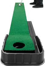 Golf Putting Green 8FT*1FT Golf Putting Trainer Mini Golf Mat with Auto Ball Return Function for Home/Outdoor/Office Use