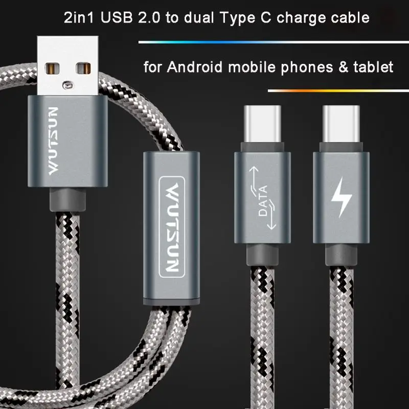 USB 2,0 type A Мужской Двойной usb type C сплиттер папа-папа Y Быстрая зарядка кабель для передачи данных провод для Samsung huawei HTC ZTE Android Mobile