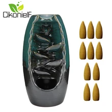 Горный речной ручной держатель для благовоний керамический обратный поток водопад Курильница держатель и 10 шт. благовоний