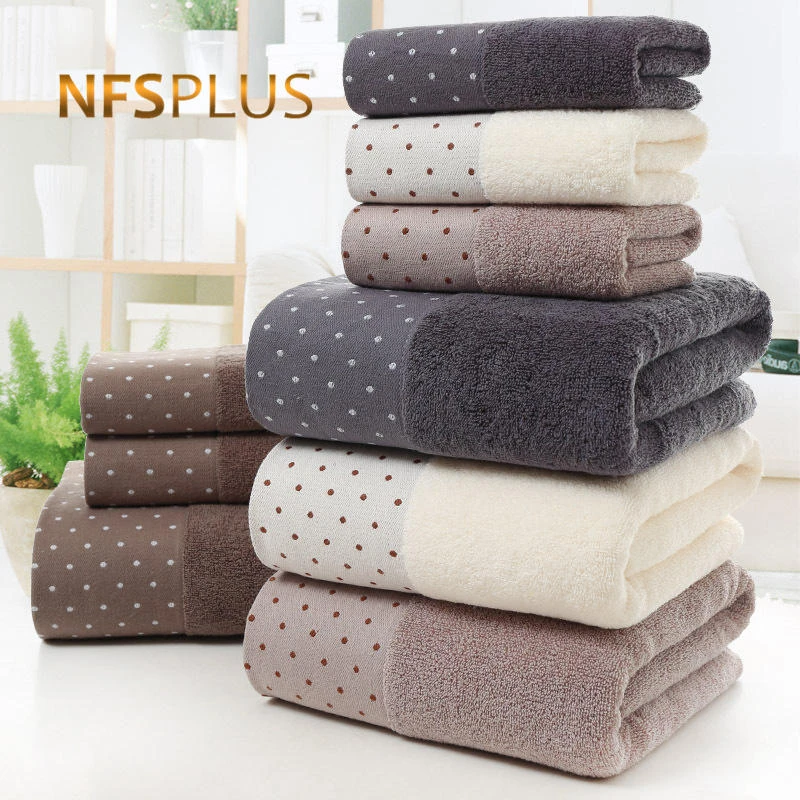 Cotton Bath Towel Set for Bathroom 2 Hand Face Towels 1 Bath Towel for  Adult White Brown Grey Terry Washcloth Travel Sport Towel