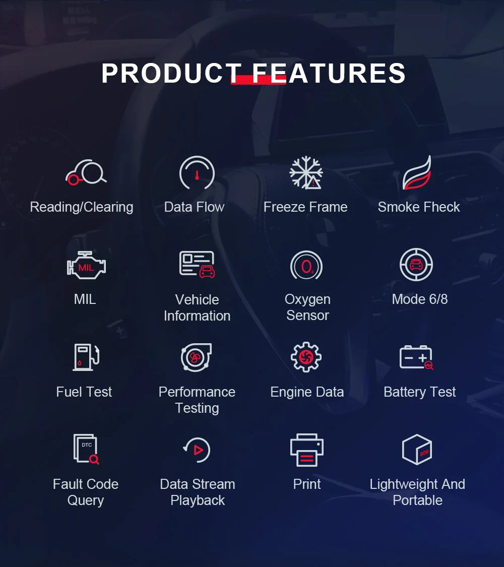 JD906 Enhanced Mode 6 Mode 8 OBD2 Car Scanner Engine Fault Code Reader For Smog Check With Core Analysis Automotive Scanner