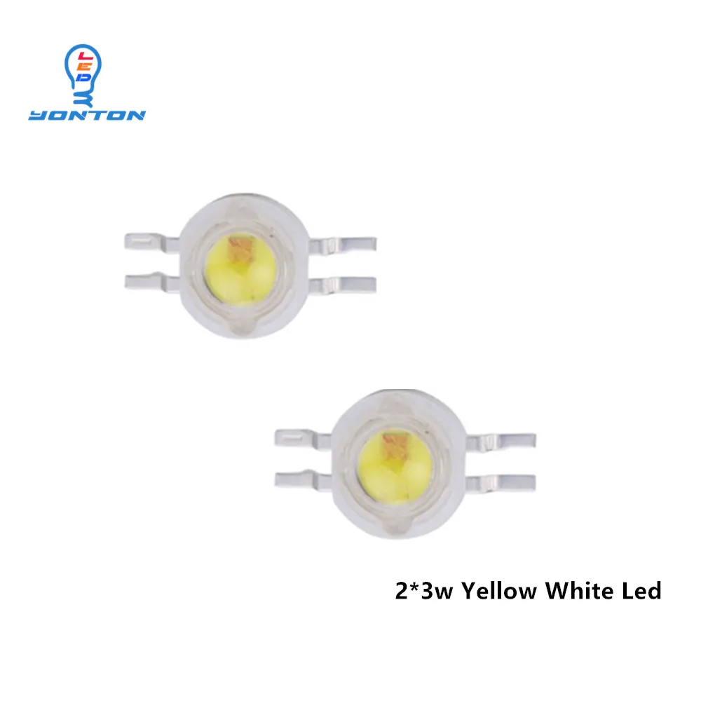 50pcs 2*3w Yellow white dual color  high power led chip 700mA for Car Lighting