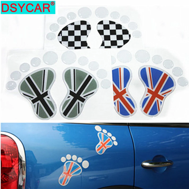 

1Pair Stylish Men Footprints Car Sticker Emblem Car Truck Decor 3D Crystal Glue Stickers Decal Car Accessories