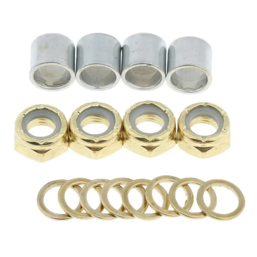 

2019 New Arrival 4Pcs Standard Skateboard Axle Washer Bearing Spacer Nuts Speed Rings for Longboard Repair Rebuilding Kit