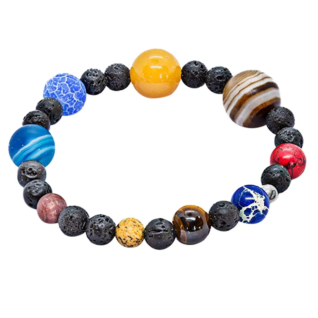 Fashion bracelets for women Novel Volcanic Stone Solar System Planet Bracelet Men And Women Jewelry pulseira masculina 30YH