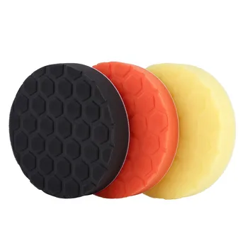 

3pcs washable reusable 7inch /6 inch /5 inch Sponge Polishing Buffing Waxing Pad Kit for Car Polisher Orange Black Yellow