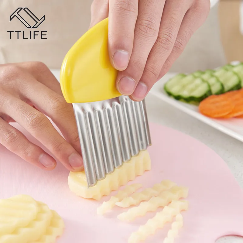 

1 Pcs Wavy Edged Tool Wave Onion Potato Slices Wrinkled French Fries Salad Corrugated Cutting Chopped Potato Slices Knife Tool
