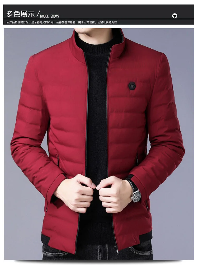 Brownfairwhale стиль зима Slim Fit Стенд воротник корейский стиль толстый пуховик ветрозащитная Повседневная мотоциклетная куртка мужская
