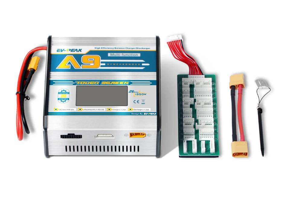 

EV-PEAK A9 1350 watts 25A high capacity rechargeable 1-8 cells DC battery pack balance charger with touch screen