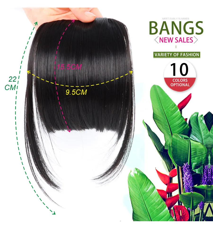 Synthetic Bangs Synthetic Hair Extension Synthetic Fake Blunt Hair Bangs 2Clips In Hair Extension Neat Front Fake Fringe False Hairpiece For Women Clip In Bangs