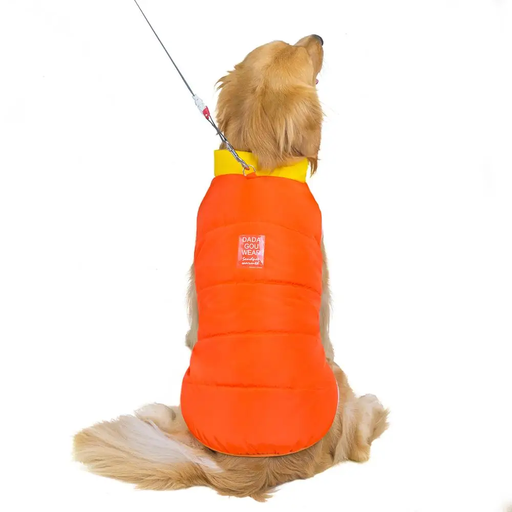 Большой жилет для собак зимняя теплая одежда для собак для маленьких и крупных собак пальто Одежда для собак золотой ретривер французский 7XL 8XL 9XL - Цвет: orange