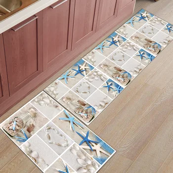 

2Pcs/Set Beach Shell Drifting Bottle Kitchen Accessories Door Mat Tapete Doormats Bathroom Carpet Room Pad Floor Mats Home Rugs