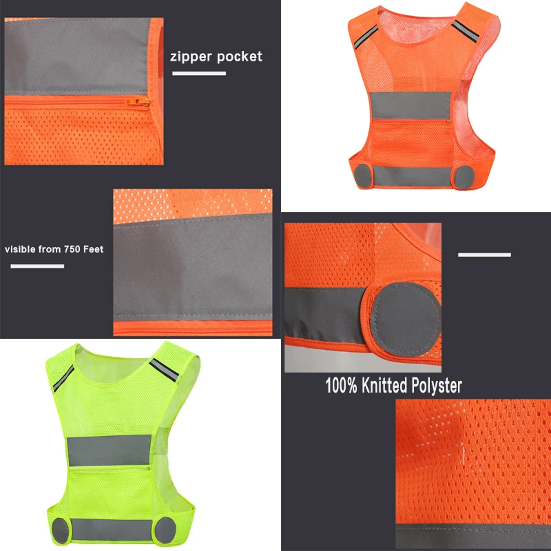 Adjustable Strap Breathable Lightweight Safety Vest 360&deg; High Visibility Jogging Cycling Walking Reflective Night Running Vest