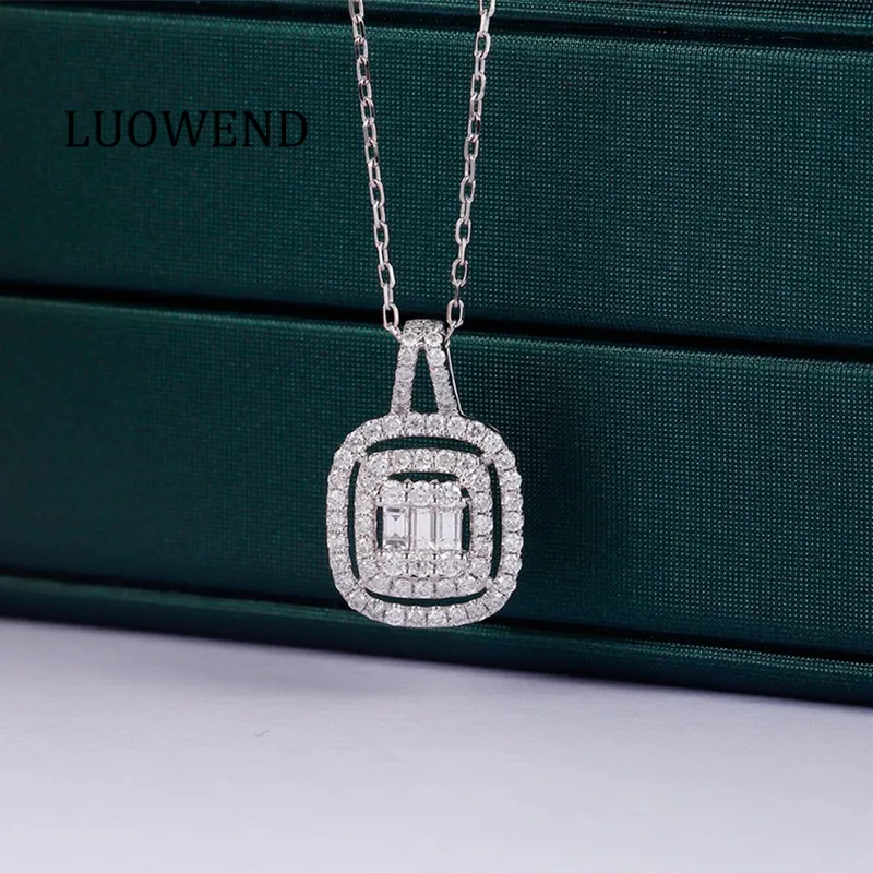 LUOWEND 100% 18K ожерелье из белого золота натурального бриллианта для помолвки подарок