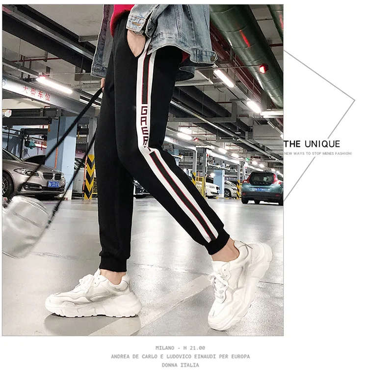 Осенние повседневные брюки тренд Универсальный корейский стиль Slim Fit капри брюки в гонконгском стиле Молодежные крутые брюки с резинками на щиколотках