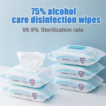 

80pcs/box Disinfection Antiseptic Pads Alcohol Swabs Wet Wipes Skin Cleaning Care Sterilization First Aid Cleaning Tissue Box