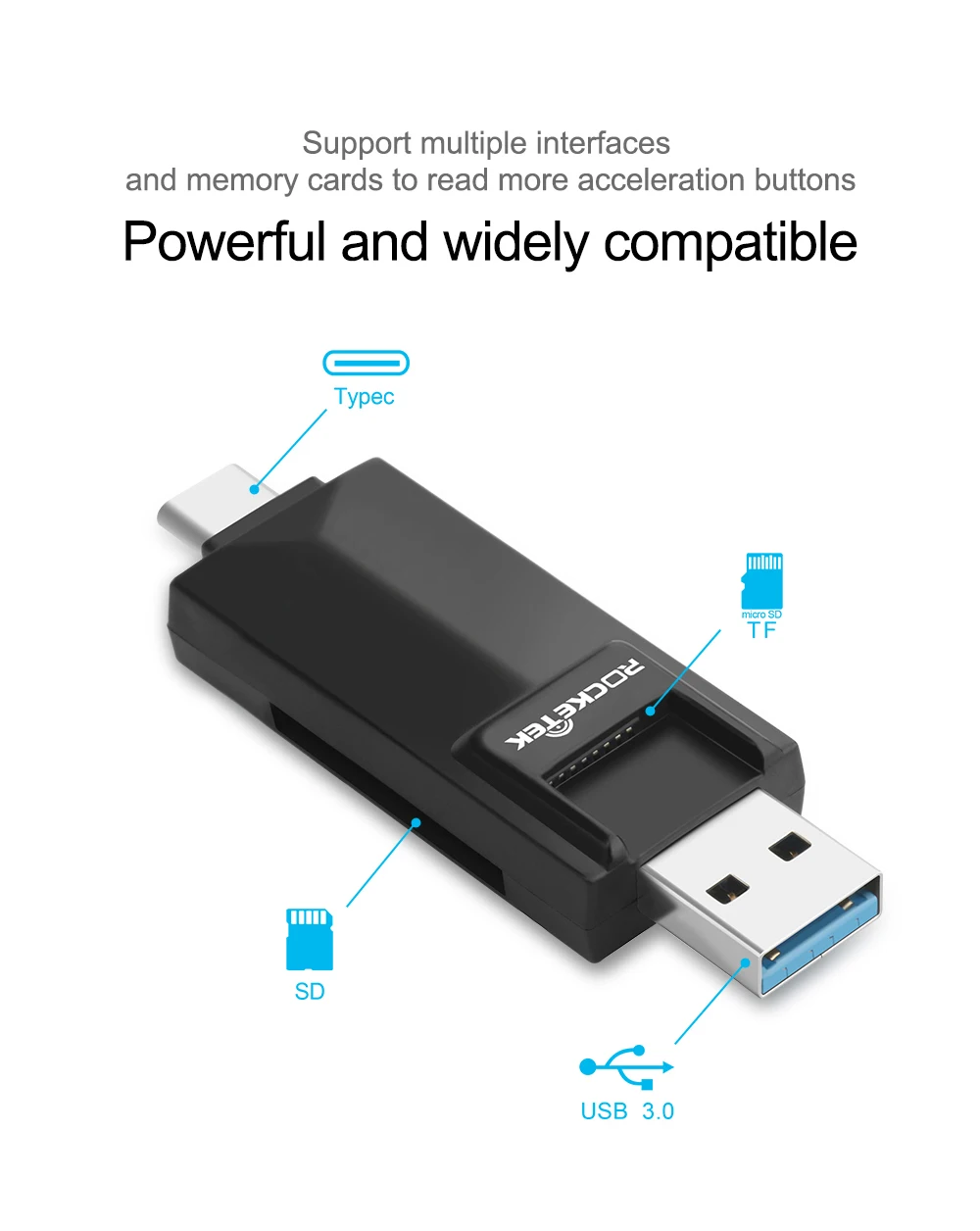 Rocketek type-c usb 3,0 otg телефон Тип c мульти 2 в 1 кард-ридер 5 Гбит/с адаптер для SD/TF micro SD Компьютерные аксессуары
