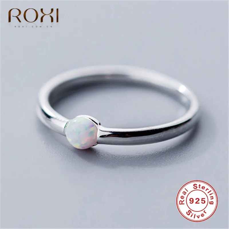 ROXI, 925 пробы, серебряные, круглые, опаловые кольца для женщин, вечерние, классические, минималистичные, обручальное кольцо, тонкое, указательный палец, кольцо для пары, ювелирное изделие