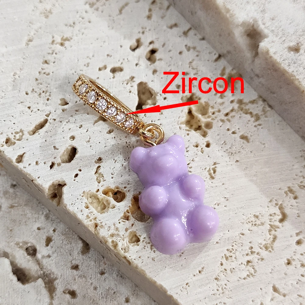 2021 Candy Color Gummy Bear Resin Pendant Necklace for Women Simple Golden Metal Chain Necklace Female Fashion Jewelry Gifts
